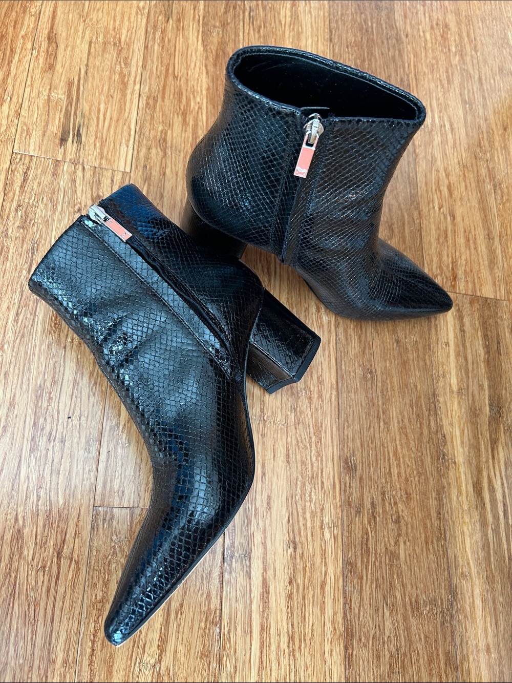 Marc Fisher Pointed Toe Textured Black Ankle Boots